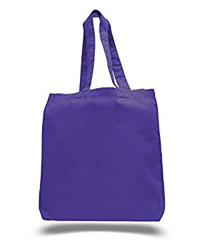 【中古】【輸入品・未使用】(Purple) - (3 Pack) Set of 3 Cotton Tote Bags Wholesale with Bottom Gusset (Purple)