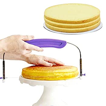 【中古】【輸入品・未使用】(1 wire) - Prokitchen Adjustable Small Cake Leveller Cutter Slicer with Stainless Steel Wires and Purple Handle for Professional Baking