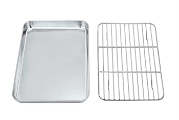 【中古】【39shop】【輸入品・未使用】P&P★CHEF トースターオーブントレイとラックセット ステンレススチールベーキングパン 冷却ラック付き 小さなオーブンや一人での使用に最適 非毒（新古品）｜アトリエ絵利奈