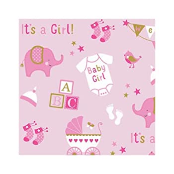 【中古】【39shop】【輸入品・未使用】Amscan★180218 パーティー用品 プリント ジャンボ 赤ちゃん 女の子 象 ギフトラップ 16フィート x 30インチ マルチ(新古品)|アトリエ絵利奈