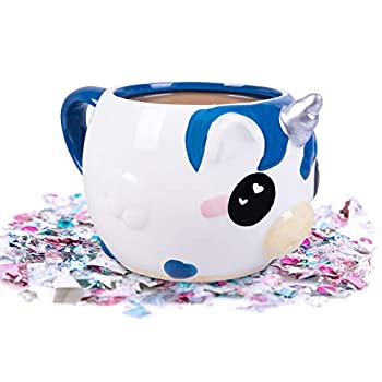 【中古】【輸入品・未使用】グリッターギャラクシーユニコウコーヒーマグ - MooMoo the Blue Unicorn Cow - 16オンス