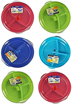 【中古】【輸入品・未使用】(Set of 6) Microwave Food Storage Tray Containers - 3 Section / Compartment Divided Plates w/ Vented Lid by Regent Products Corp