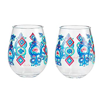 【中古】【インポート品・未当てはめる】Enesco Designs by Lolita フライング引っ敷き アクリル樹脂 ステムレス ブドウ酒水呑み 15薬局衡オンス マルチ色合い