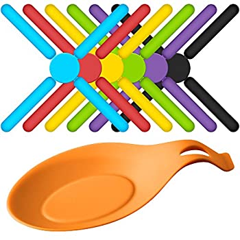 【中古】【輸入品・未使用】6 Pack Foldable Non-slip Silicone Trivets SourceTon Expandable Collapsible Cross Design Silicone Trivets in 6 Cute Colours. Spoon Rest/