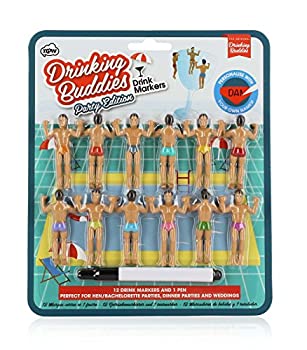 【中古】【輸入品・未使用】(Party Edition) - NPW Drinking Buddies Cocktail/Wine Glass Markers 12-Count Classic