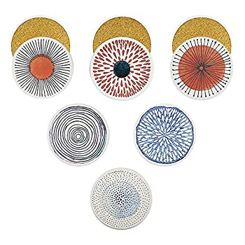 【中古】【39shop】【輸入品・未使用】Acme★Designsドリンク6個セット - 吸収性ラウンドコルクベースセラミックストーンコースター、テーブルトップ保護マット、あらゆる種類のマグ、（新古品）｜アトリエ絵利奈