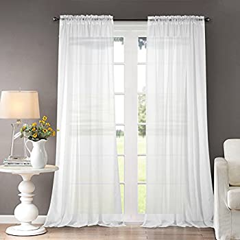 【中古】【輸入品・未使用】レースカーテン UVカット Dreaming Casa 遮熱 断熱 遮像 保温 省エネ 紫外線カット 洗える 日中外から見えにくい プライバシー保護 アジャスター