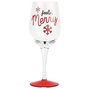 【中古】【インポート品・未当てはめる】Enesco 6006752 Our Name is Mud Holiday Feelin\u0027 Merry グリッターワイングラス 15薬局衡オンス マルチ色合い