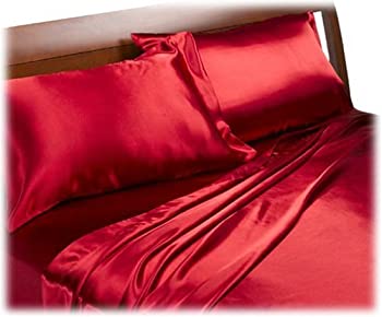 【中古】【インポート品・未当て嵌める】Royal Opulence Divatex 老人ホーム流行り物 サテンキングシーツセット 赤いこと