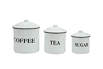 【中古】【39shop】【輸入品・未使用】Creative★Co-op Coffee Tea Sugar Enamel Metal Containers with Lids Set Multicolor by Creative Co-op（新古品）｜アトリエ絵利奈