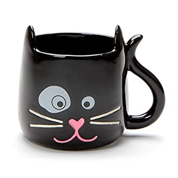【中古】【輸入品・未使用】Enesco Our Name Is Mud Outside the Litter Box 彫刻猫 12オンス ブラック ストーンウェア マグ