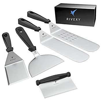 【中古】【輸入品・未使用】Lodhi's Set of 5 Metal Spatula Stainless Steel with Plastic Handle - Multipurpose BBQ Spatula Set For BBQ Grill Griddle - Pancake Flipp