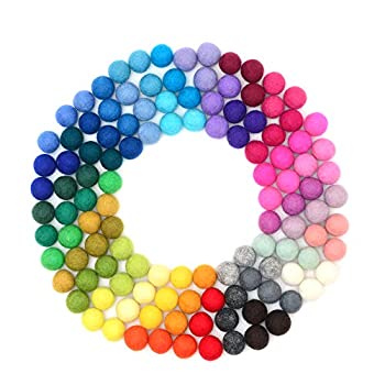 【中古】【輸入品・未使用】Glaciart Felt Pom Poms Wool Balls (120 Pieces) Handmade Felted 40 Colour (Red Pink Blue Orange Yellow Grey Black White Pastel & More) 2