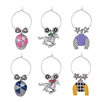 【中古】【輸入品・未使用】Wine Things 6-Piece At The Races Wine Charms Painted