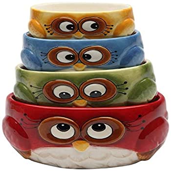 【中古】【輸入品・未使用】Cosmos Gifts 10911 Owl Design 4-Piece Measuring Cup Set by Cosmos Gifts