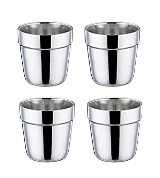 【中古】【輸入品・未使用】TeamFar Stainless Steel Coffee Tea Cup Mug Set of 4 Insulated Double Wall Hot Cups Reusable Stacking Drinking Cup Small 180ml - Dishwas