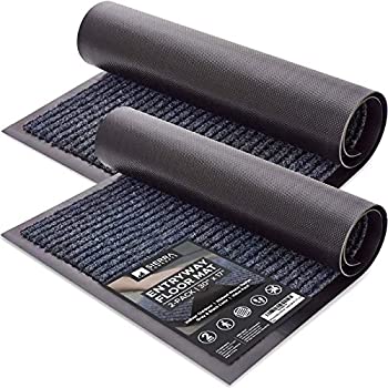 【中古】【39shop】【輸入品・未使用】Sierra★Concepts ストライプドアフロアマット 2枚パック - 屋内屋外ラグ 玄関 ウェルカムマット ゴム製裏地 靴スクレーパー用 屋内外の高交通エ(新古品)|アトリエ絵利奈