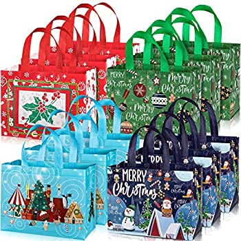 【中古】【輸入品・未使用】Whaline 12個パック 大きなクリスマストートバッグ ハンドル付き 再利用可能なギフトバッグ 食料品買い物トート ホリデークリスマス用