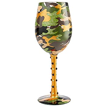 【中古】【インポート品・未当てはめる】Enesco 6007477 Designs by Lolita Camo Artisan ブドウ酒水呑み 15薬局衡オンス マルチ色合い