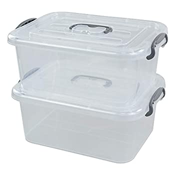 【中古】【輸入品・未使用】Zerdyne 2パック プラスチックストレージボックス グレーハンドル付き クリア 7L｜アトリエ絵利奈