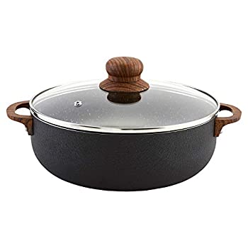 【中古】【輸入品・未使用】IMUSA ブラック 4.4クォート ストーン カルデロ 木目調ハンドルとノブ 4.4クォート