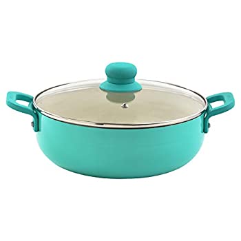 【中古】【輸入品・未使用】IMUSA USA ティーカルデロ(オランダオーブン) ガラス蓋付き セラミックインテリア 2クォート ティール
