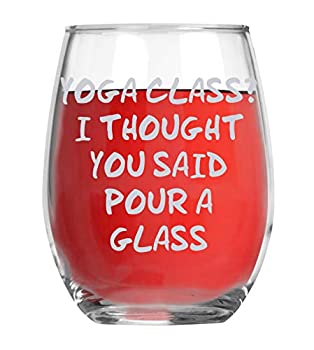 好評 輸入品 未使用未開封 ヨガクラス I Though You Said Pour A Glass 面白い 15オンス クリスタル ステムレス ワイングラス おもしろいワイングラス ギフト付き 女性 爆安プライス Erieshoresag Org