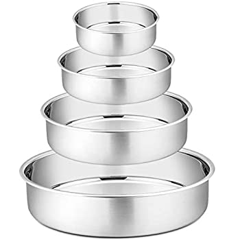 【中古】【輸入品・未使用】ケーキパンセット - 4インチ 6インチ 8インチ 9.5インチ P&P CHEF ラウンドベーキングケーキパン 4点 ブリキ製 ステンレススチール オーブン/ポ