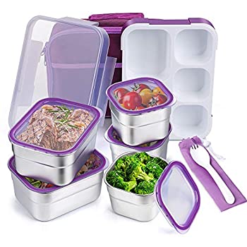 【中古】【輸入品・未使用】DaCool 子供用ランチボックス 弁当 ステンレススチール容器 漏れ防止 幼児 大人 学校 ランチコンテナ 5コンパートメント スプーンとバッグ付き 12,324円