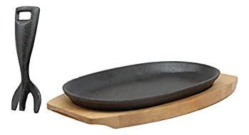 【中古】【輸入品・未使用】9.25 Long Cast Iron Sizzling Fajita Japanese Steak Plate With Handle and Wooden Base by Gifts & Decors 11,376円