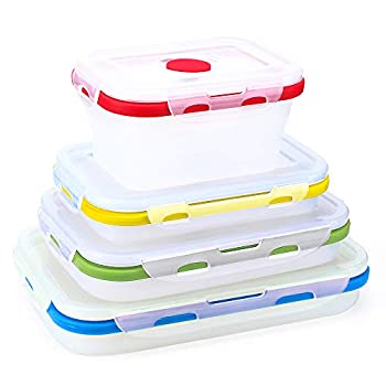 正規品 中古 輸入品 未使用未開封 Finestep シリコン食品保存容器 Bpaフリー 密閉プラスチック蓋付き 4個セット 小 Lサイズ 折りたたみ式 食事準備容器 キッチン 子供用 ランチ アトリエ絵利奈 訳ありセール格安 Erieshoresag Org