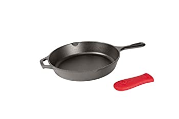 【中古】【輸入品・未使用】Lodge 鋳鉄製スキレット 本革ホットハンドルホルダー付き 15インチ 10.25\