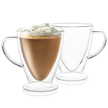 【中古】【輸入品・未使用】JoyJolt Declan Irish Glass Coffee Cups Double Wall Insulated Mugs Set of 2 Latte Glasses 440mls.