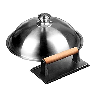 【中古】【39shop】【輸入品・未使用】HOMENOTE★格子状アクセサリーキット - 12インチ 高耐久 丸型 焼き付けカバー チーズメルティングドーム 鋳鉄製バーガーベーコンプレス - フラッ（新古品）｜アトリエ絵利奈