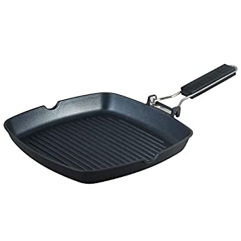 【中古】【輸入品・未使用】S・KITCHN 折りたたみ式ハンドル付きグリルパン コンロ用ノンスティックグリルパン IH対応 KBBQ 注ぎ口付き インドアスクエアBBQグリルパン 11イ