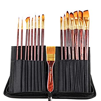【中古】【輸入品・未使用】Transon Professional Art Paint Brushes with Case 15pcs for Artists Watercolour Acrylic Gouache Oil Painting Tempera and Body Painting