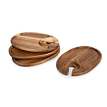 【中古】【輸入品・未使用】TOSCANA - ピクニックタイムブランド カクテル前菜プレート ワイングラスホルダー付き 4個セット
