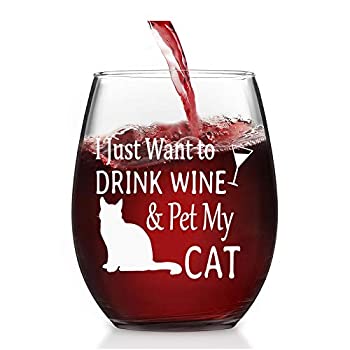 全国宅配無料 中古 輸入品 未使用未開封 I Just Want To Drink Wine And Pet My Cat ステムレスワイングラス ワインギフト 猫好きの猫オーナーに 女性 お母さん 親友 猫 お母さん 誕生日 アトリエ絵利奈 最新コレックション Erieshoresag Org