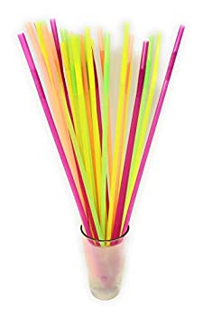【中古】【輸入品・未使用】17 Long Flexible Neon Straws - Assorted Colors - by Barware