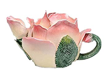 【中古】【輸入品・未使用】Stealstreet Pink and White Rose Petal-shaped Teapot with Green Leaf-like Handle