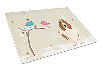 【中古】【39shop】【輸入品・未使用】Carolines★Treasures BB2493LCB Christmas Presents Between Friends Basset Hound Glass Cutting Board, Large（新古品）｜アトリエ絵利奈