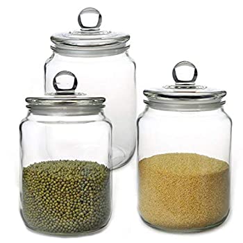 【中古】【輸入品・未使用】ガラスストレージコンテナ 家庭用 食品グレードクリアジャー ガラス蓋付き 1/2ガロン 透明