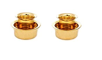 【中古】【輸入品・未使用】伝統的な真鍮Davara タンブラーセット/南インドコーヒーグラスタンブラー2個/真鍮ダバラタンブラーセット