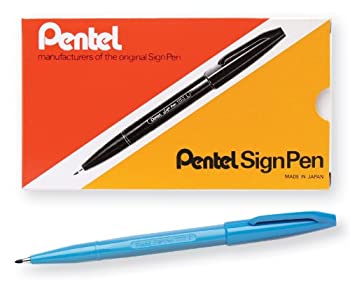 【中古】【39shop】【輸入品・未使用】(Sky★Blue) - Pentel Arts Sign Pen Fibre-Tipped Pen Sky Blue Ink Box of 12 (S520-S)(新古品)|アトリエ絵利奈