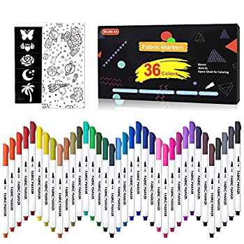 【中古】【輸入品・未使用】Shuttle Art 布描き用ペン 布ペン 布用マーカー ファブリック用 36色セット カラーペン 名前ペン 水性 速乾 耐水 布に印付け用 手作り ハンドメ