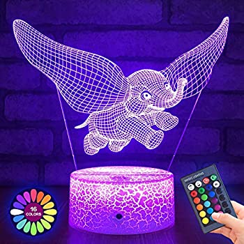 【中古】【輸入品・未使用】Menzee エレファント 3D ナイトライト 子供用 3Dランプ 光学イリュージョン リモコン&スマートタッチ 7色 16色 ゾウのおもちゃ 10 9 3 5 2 8 1 7