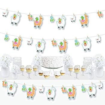 【中古】【輸入品・未使用】Big Dot of Happiness Whole Llama Fun - Llama Fiesta ベビーシャワー 誕生日パーティー DIYデコレーション - 洗濯ばさみ ガーランド バナー -