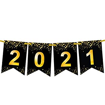 【中古】【輸入品・未使用】2021 年末年始のデコレーション用バナー - DIY不要 | 輝くホイルゴールドプリント 2021 年始のハッピーニューイヤーバナー用 | 2021年 大晦日パ