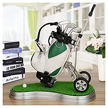 【中古】【輸入品・未使用】10L0L ミニデスクトップゴルフバッグペンホルダー 芝生ベースとゴルフペン6点セット ゴルフお土産 ツアーお土産 ノベルティギフト (グリーンとホ
