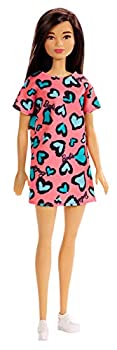 【中古】【輸入品・未使用】?Barbie Doll Brunette Wearing Pink and Blue Heart-Print Dress and Platform Sneakers for 3 to 7 Year Olds